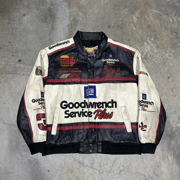 Vintage 90s Dale Earnhardt Sr Leather Jacket Jeff Hamilton brand size XL - Picture 1 of 7